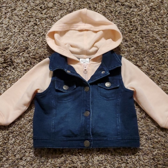 pink hoodie denim jacket